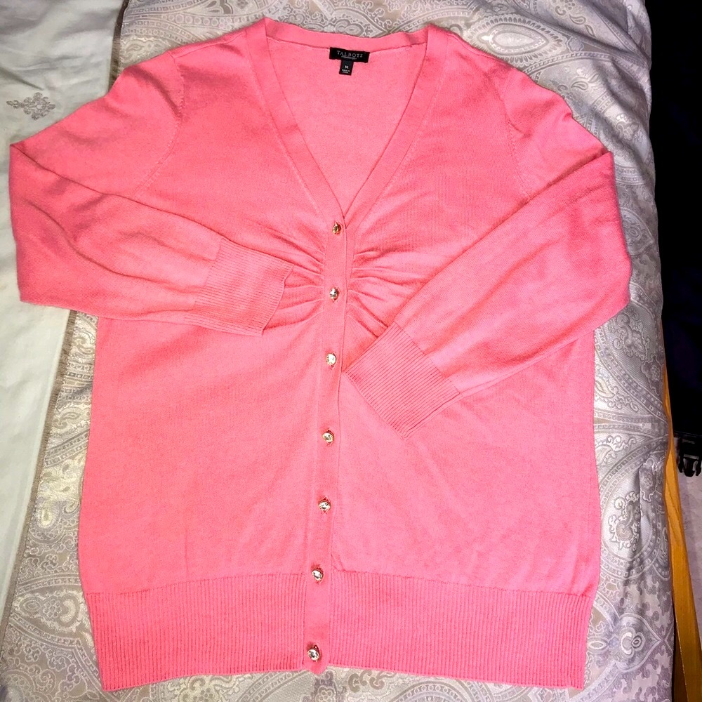 Talbots crystal button down sweater
